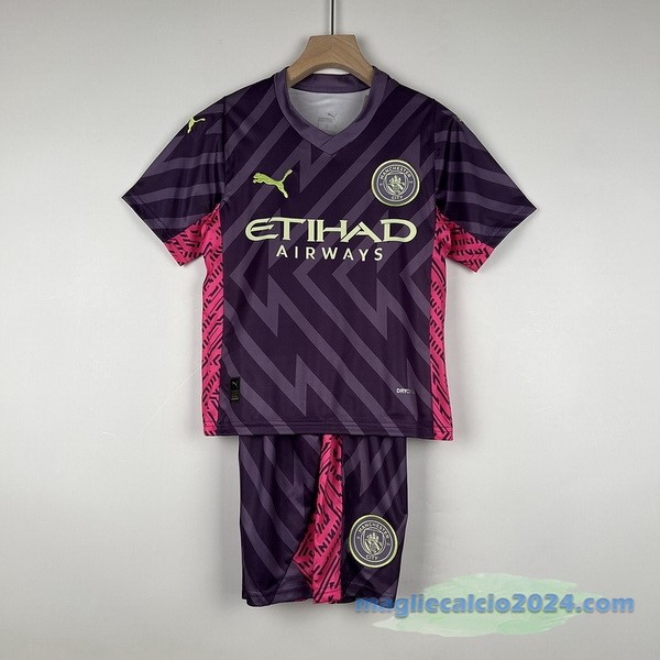 Portiere Conjunto De Bambino Manchester City 2023 2024 Purpureo Poco Prezzo