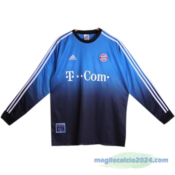 Portiere Maglia Manica lunga Bayern Múnich Retro 2002 2003 Azul Poco Prezzo