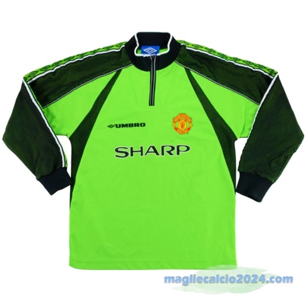 Portiere Maglia Manica lunga Manchester United Retro 1998 1999 Verde Poco Prezzo