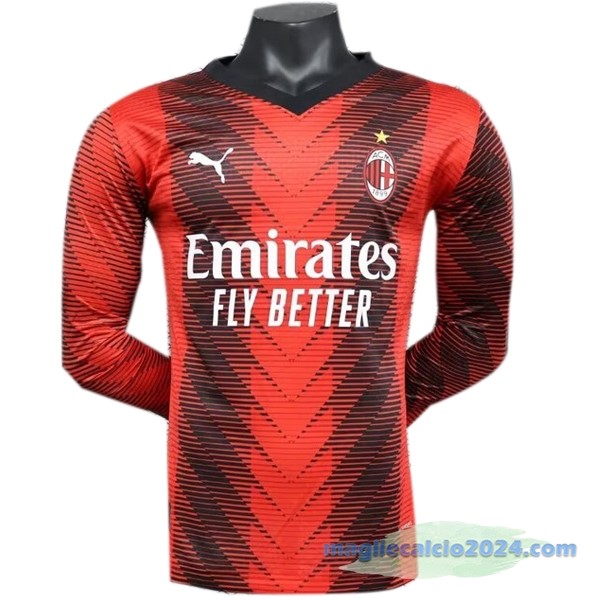 Prima Giocatori Maglia Manica lunga AC Milan 2023 2024 Rosso Poco Prezzo