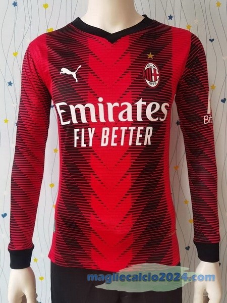 Prima Giocatori Maglia Manica lunga AC Milan 2023 2024 Rosso Poco Prezzo