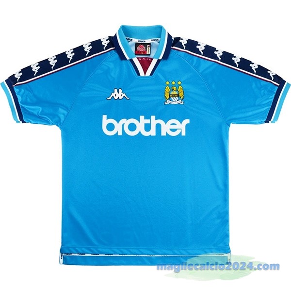 Prima Maglia Manchester City Retro 1997 1999 Azul Poco Prezzo
