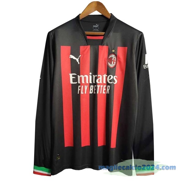 Prima Maglia Manica lunga AC Milan 2022 2023 Rosso Poco Prezzo