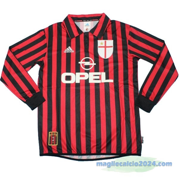 Prima Maglia Manica lunga AC Milan Retro 1999 2000 Rosso Poco Prezzo