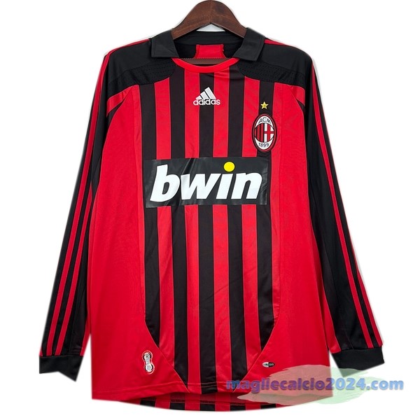 Prima Maglia Manica lunga AC Milan Retro 2007 2008 Rosso Poco Prezzo