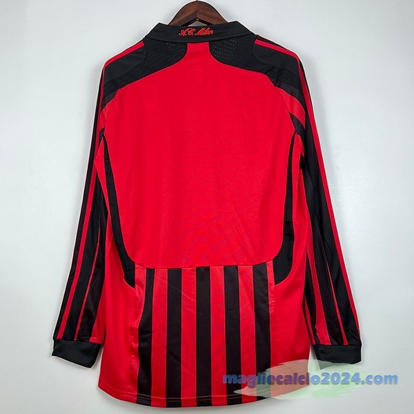 Prima Maglia Manica lunga AC Milan Retro 2007 2008 Rosso Poco Prezzo
