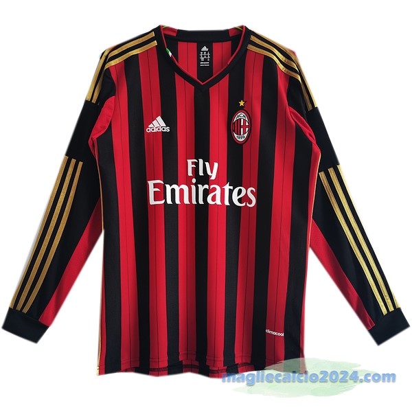 Prima Maglia Manica lunga AC Milan Retro 2013 2014 Rosso Poco Prezzo