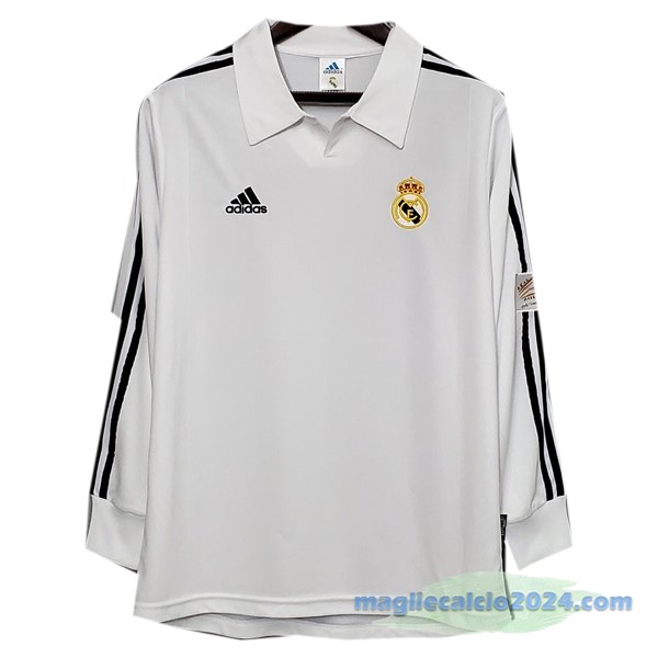 Prima Maglia Manica lunga Real Madrid Retro 2001 2002 Bianco Poco Prezzo