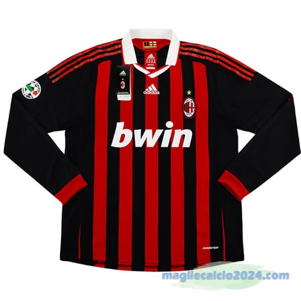 Prima Manica lunga AC Milan Retro 2009 2010 Rosso Poco Prezzo