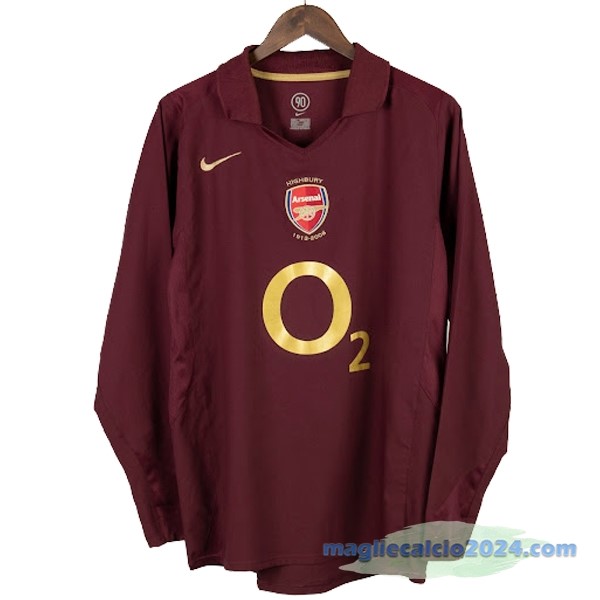 Prima Manica lunga Arsenal Retro 2005 2006 Rosso Poco Prezzo