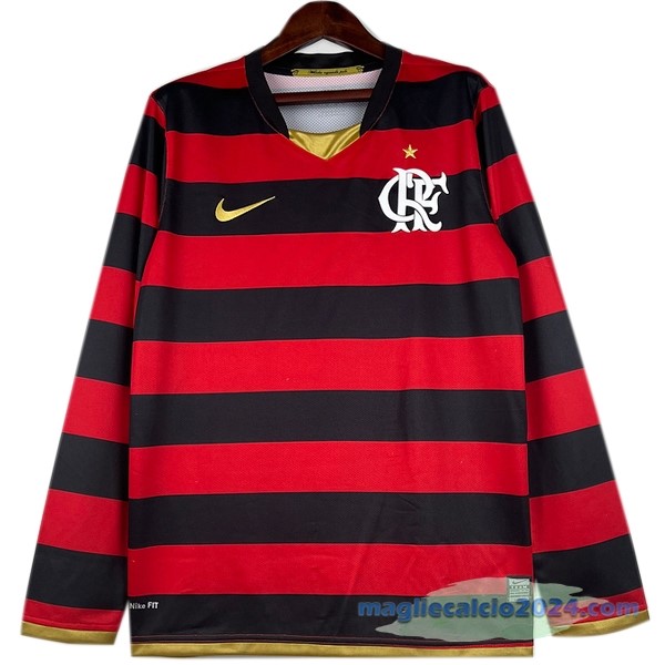 Prima Manica lunga Flamengo Retro 2008 2009 Rosso Poco Prezzo