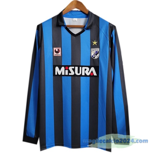 Prima Manica lunga Inter Milán Retro 1988 1989 Azul Poco Prezzo