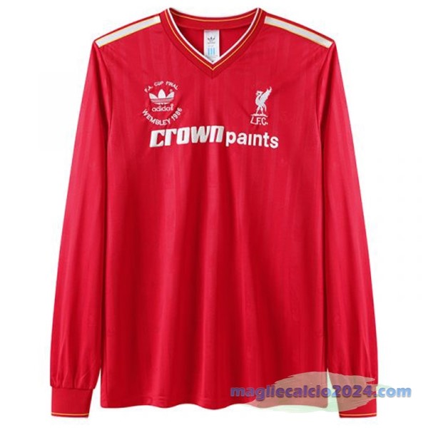 Prima Manica lunga Liverpool Retro 1985 1986 Rosso Poco Prezzo