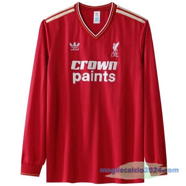 Prima Manica lunga Liverpool Retro 1985 1987 Rosso Poco Prezzo