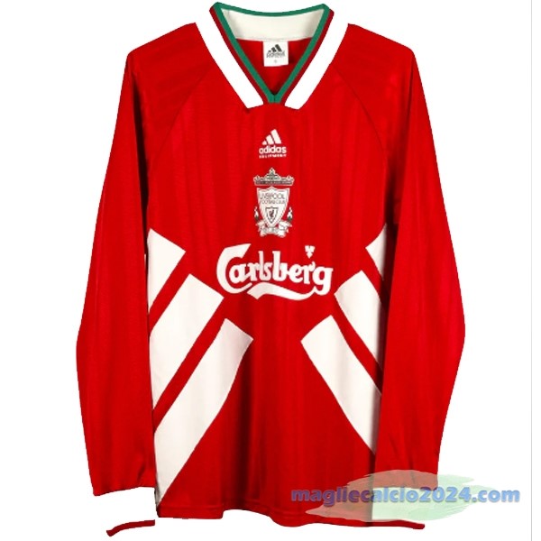 Prima Manica lunga Liverpool Retro 1993 1995 Rosso Poco Prezzo
