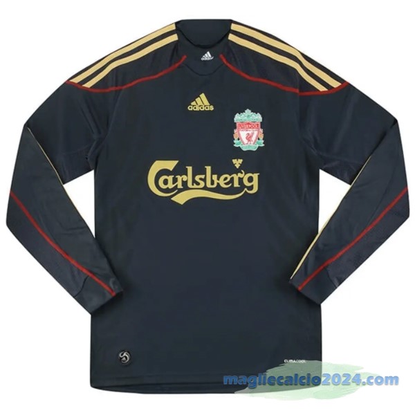 Prima Manica lunga Liverpool Retro 2009 2010 Grigio Poco Prezzo