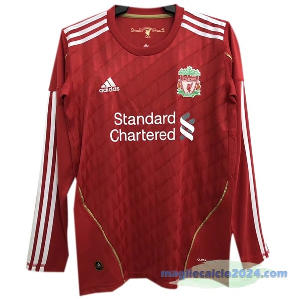 Prima Manica lunga Liverpool Retro 2010 2012 Rosso Poco Prezzo