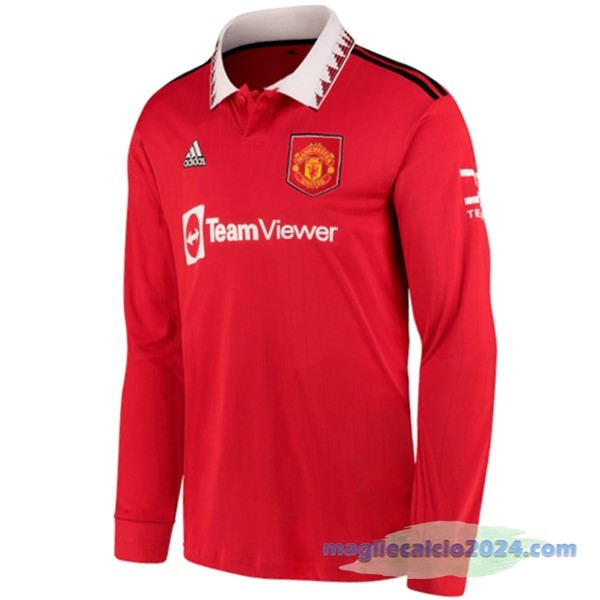 Prima Manica lunga Manchester United 2022 2023 Rosso Poco Prezzo