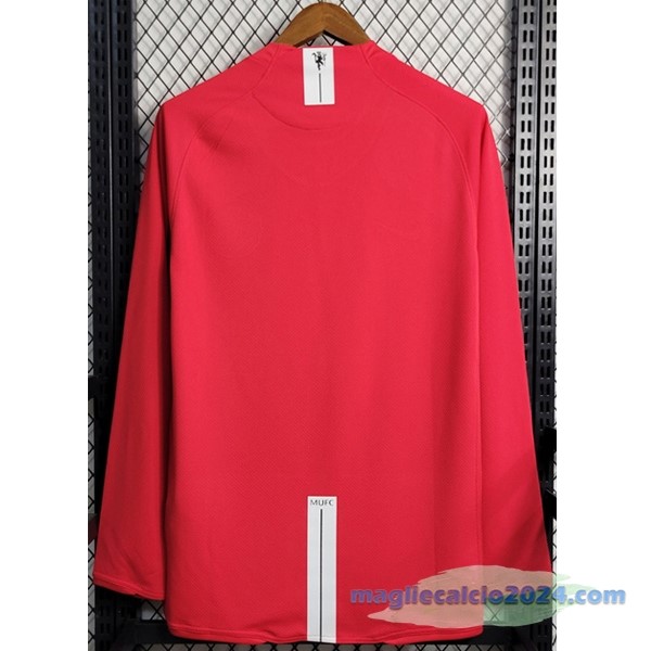 Prima Manica lunga Manchester United Finales Retro 2007 2008 Rosso Poco Prezzo