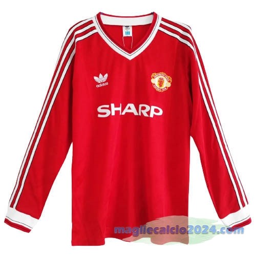 Prima Manica lunga Manchester United Retro 1986 Rosso Poco Prezzo