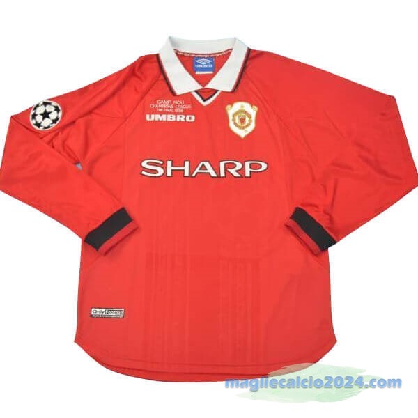 Prima Manica lunga Manchester United Retro 1999 Rosso Poco Prezzo