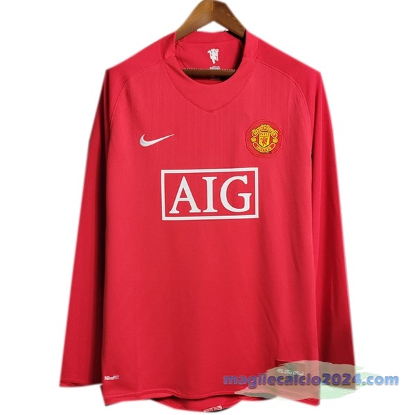 Prima Manica lunga Manchester United Retro 2007 2008 Rosso Poco Prezzo