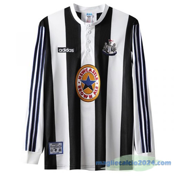 Prima Manica lunga Newcastle United Retro 1995 1997 Bianco Poco Prezzo
