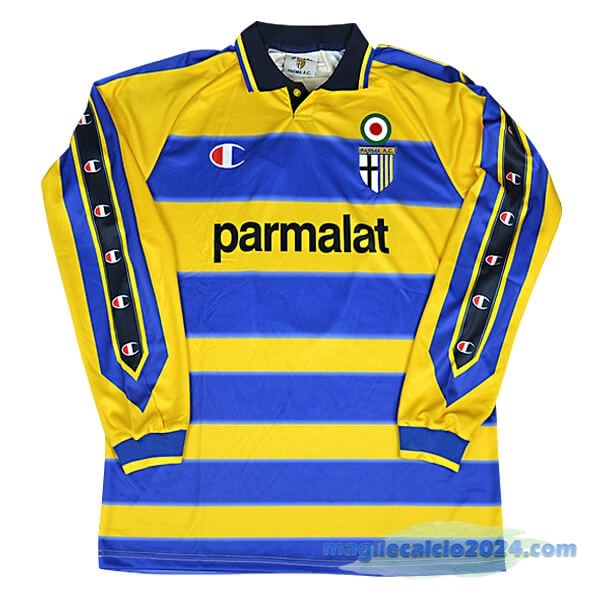 Prima Manica lunga Parma Retro 1999 2000 Azul Giallo Poco Prezzo