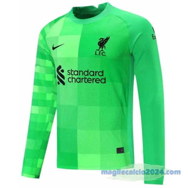 Prima Manica lunga Portiere Liverpool 2021 2022 Verde Poco Prezzo