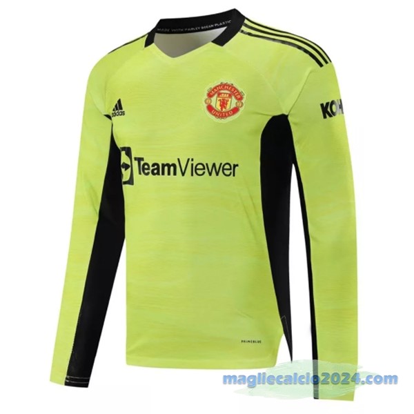 Prima Manica lunga Portiere Manchester United 2021 2022 Verde Poco Prezzo