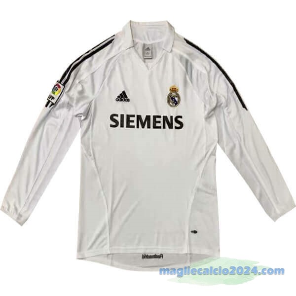Prima Manica lunga Real Madrid Retro 2005 2006 Bianco Poco Prezzo