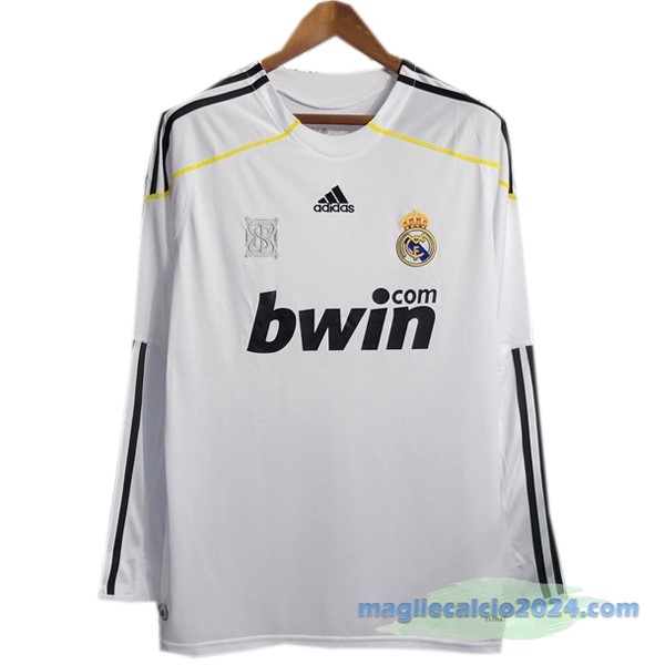 Prima Manica lunga Real Madrid Retro 2009 2010 Bianco Poco Prezzo