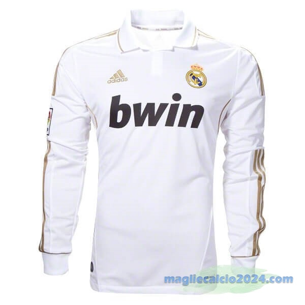 Prima Manica lunga Real Madrid Retro 2011 2012 Bianco Poco Prezzo