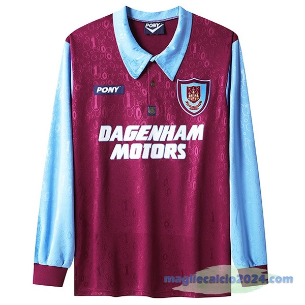 Prima Manica lunga West Ham United Retro 1995 1997 Rosso Poco Prezzo
