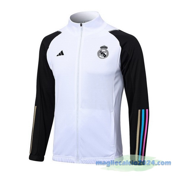 Ropa Deportiva Con Cremallera Larga Real Madrid 2023 2024 Bianco Nero Poco Prezzo