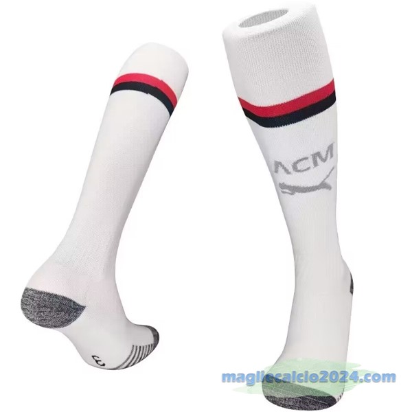 Seconda Calzettoni Bambino AC Milan 2023 2024 Bianco Poco Prezzo