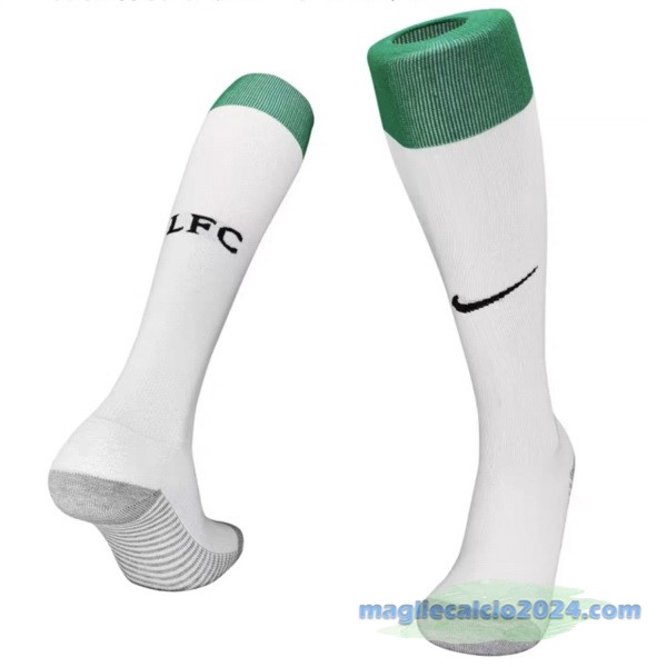 Seconda Calzettoni Bambino Liverpool 2023 2024 Bianco Verde Poco Prezzo