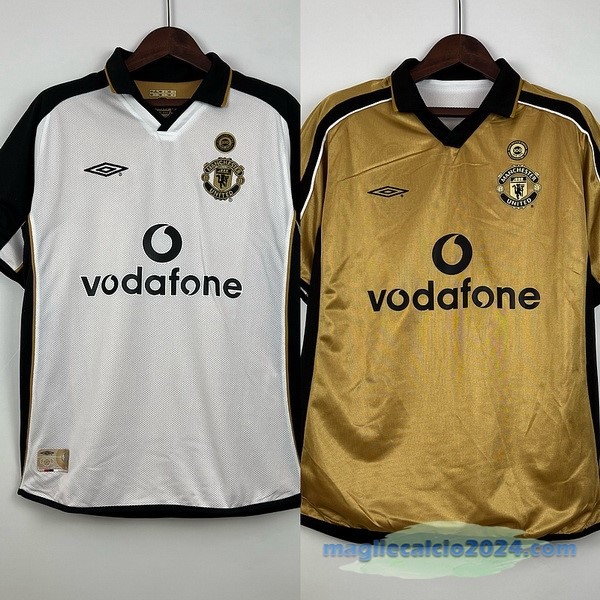 Seconda Maglia Manchester United Retro 2001 2002 Bianco Poco Prezzo