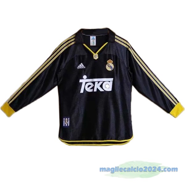 Seconda Maglia Manica lunga Real Madrid Retro 1999 2000 Nero Poco Prezzo