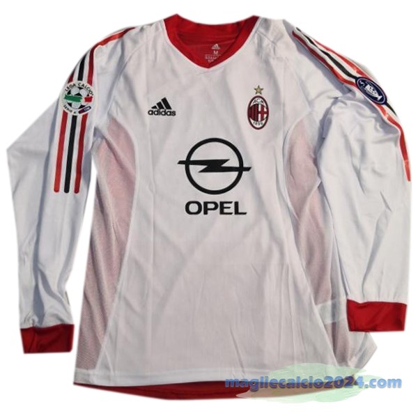 Seconda Manica lunga AC Milan Retro 2002 2003 Bianco Poco Prezzo