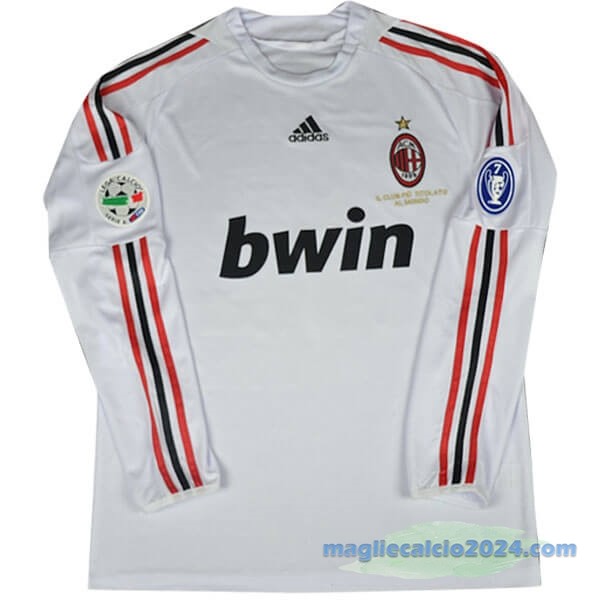 Seconda Manica lunga AC Milan Retro 2008 2009 Bianco Poco Prezzo