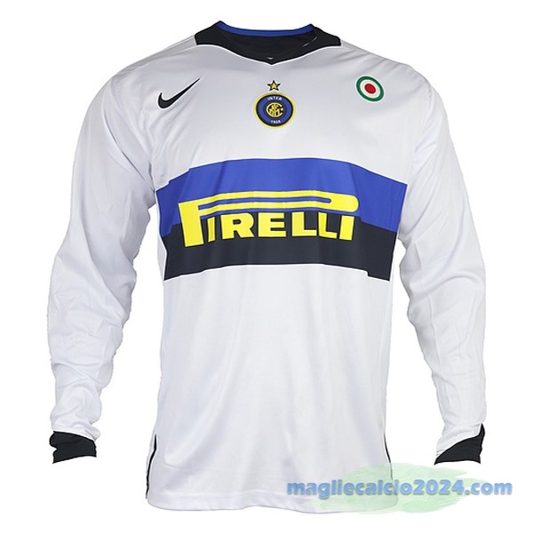 Seconda Manica lunga Inter Milán Retro 2005 2006 Bianco Poco Prezzo