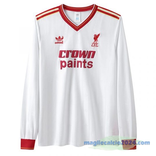 Seconda Manica lunga Liverpool Retro 1985 1986 Bianco Poco Prezzo