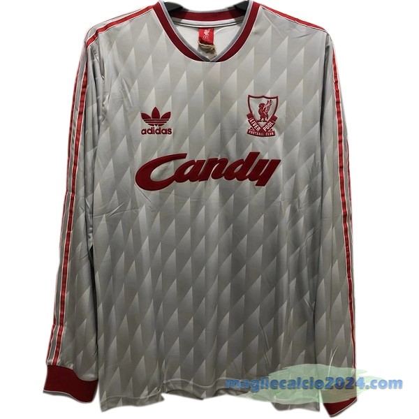 Seconda Manica lunga Liverpool Retro 1989 1991 Grigio Poco Prezzo