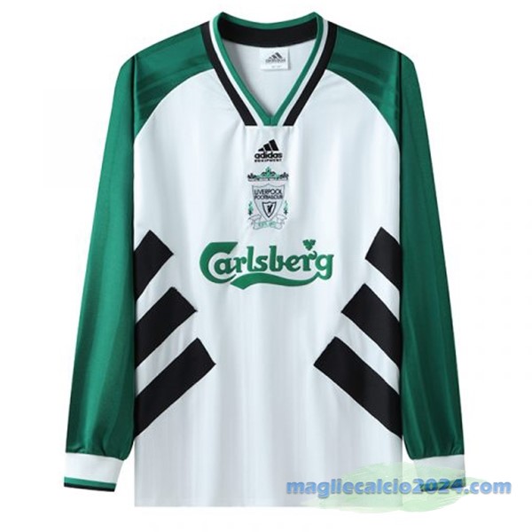 Seconda Manica lunga Liverpool Retro 1993 1995 Bianco Poco Prezzo