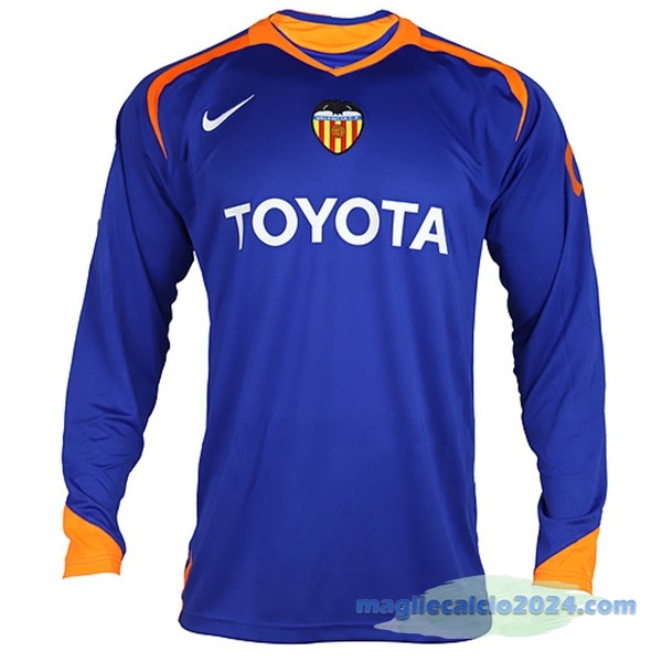 Seconda Manica lunga Maglia Valencia Retro 2005 2006 Azul Poco Prezzo