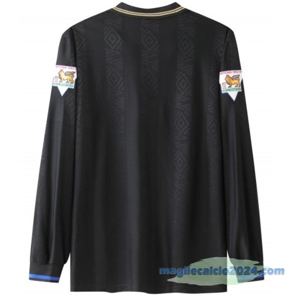 Seconda Manica lunga Manchester United Retro 1992 1994 Verde Nero Poco Prezzo