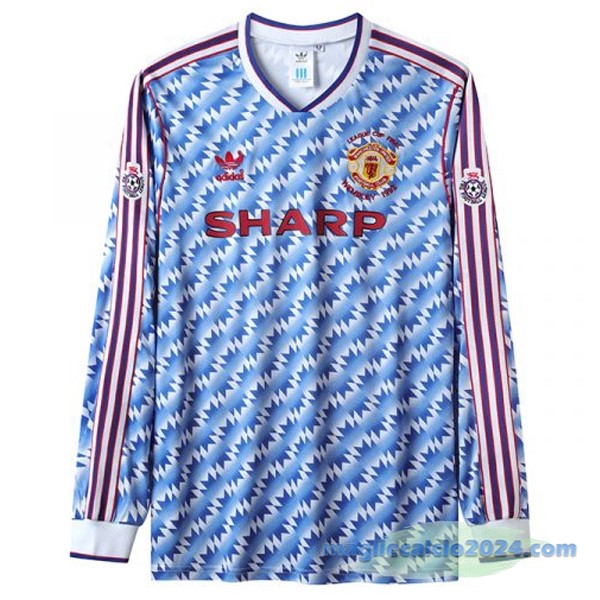Seconda Manica lunga Manchester United Retro 1992 Azul Poco Prezzo
