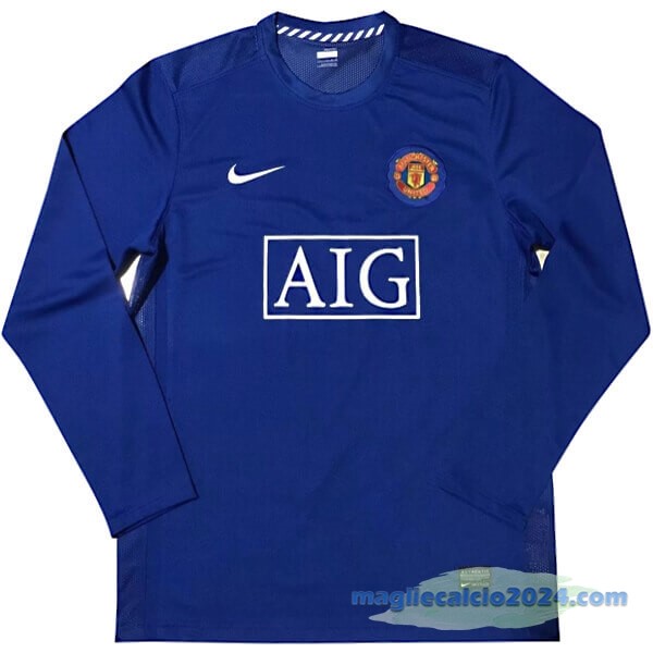 Seconda Manica lunga Manchester United Retro 2007 2008 Azul Poco Prezzo