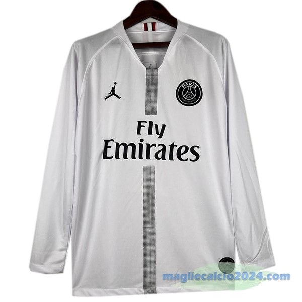 Seconda Manica lunga Paris Saint Germain Retro 2018 2019 Bianco Poco Prezzo